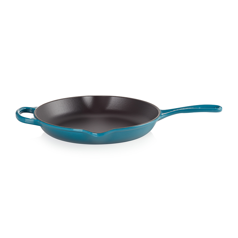 Deep Teal Cast Iron Round Skillet, 26cm-3