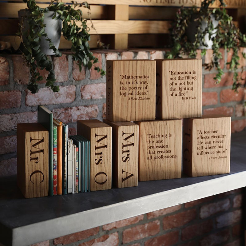 Personalised Pair of Bookends, Oak-1