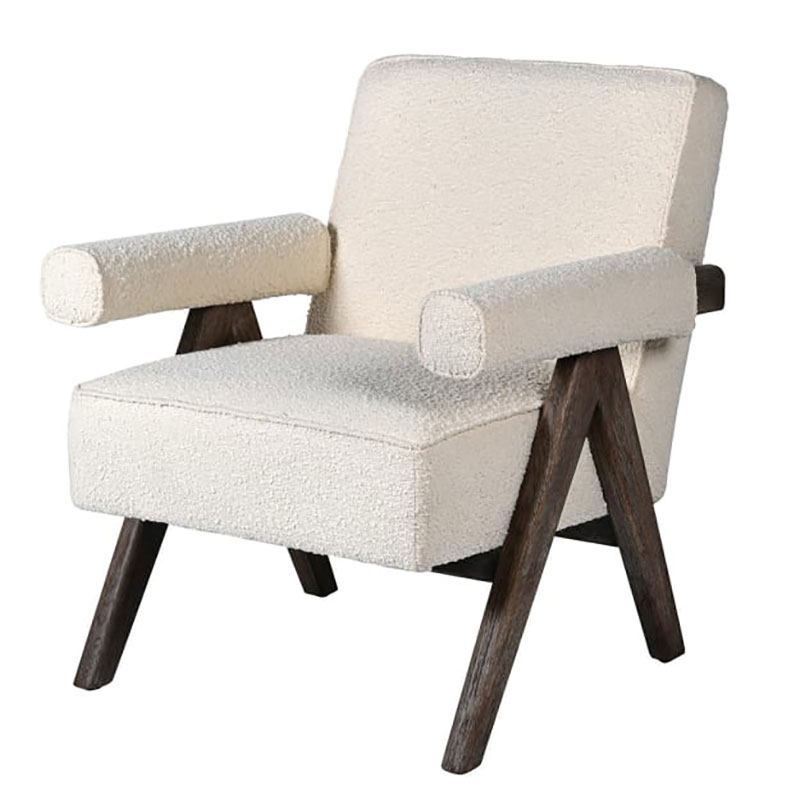 Boucle Accent Chair, Ivory-0