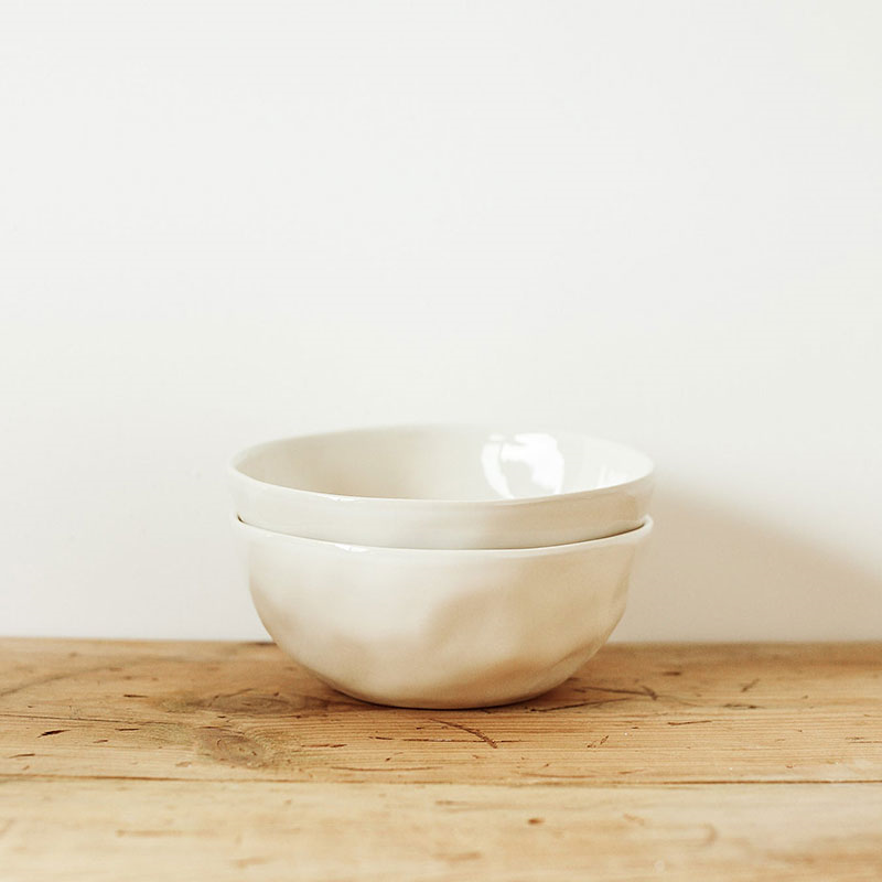 Handcrafted Set of 2 Bowls, D16cm, Milk-2