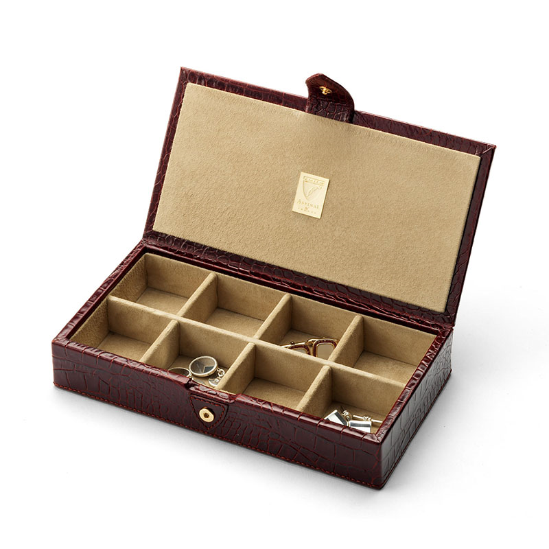 Cufflink Box, L11.5 x  W21.5cm, Amazon Brown Croc-0