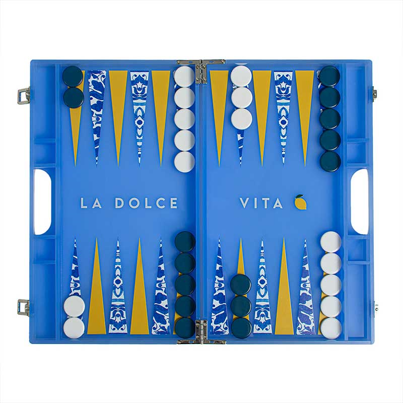 Dolce Vita Backgammon Board, L45 x W38cm, Blue-2