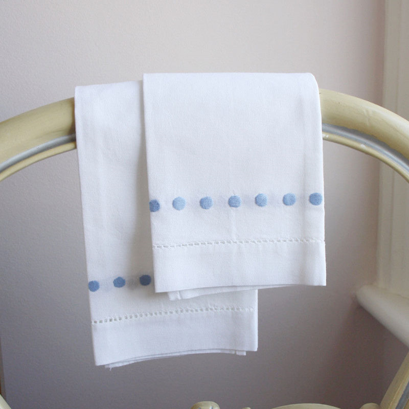 Dots Hand Towel, 38 x 58cm, White/Blue-0