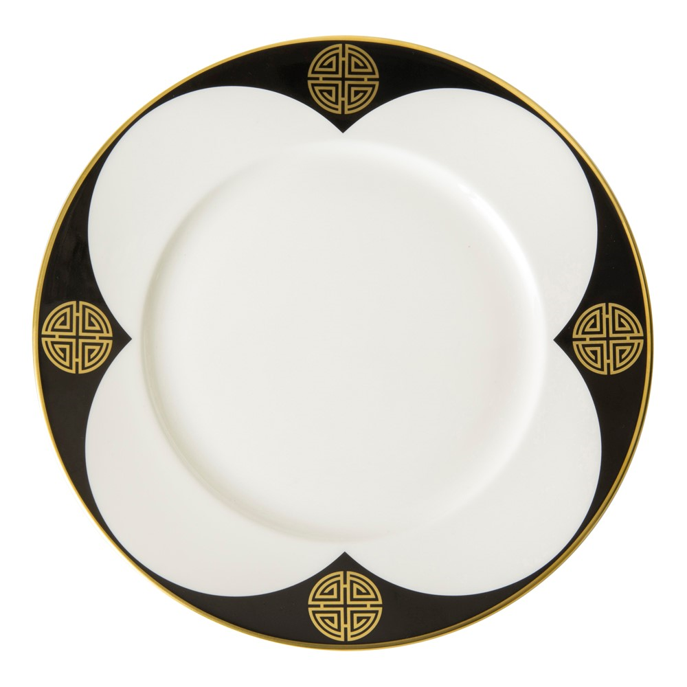 Satori Black Plate, 21.5cm, Black/White/Gold-0