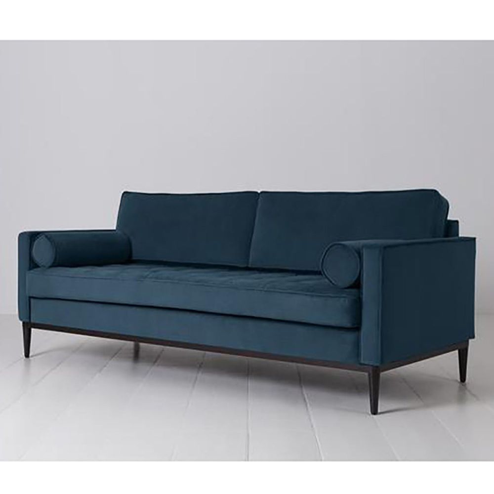 Model 02 3 Seater Velvet Sofa, Teal-1