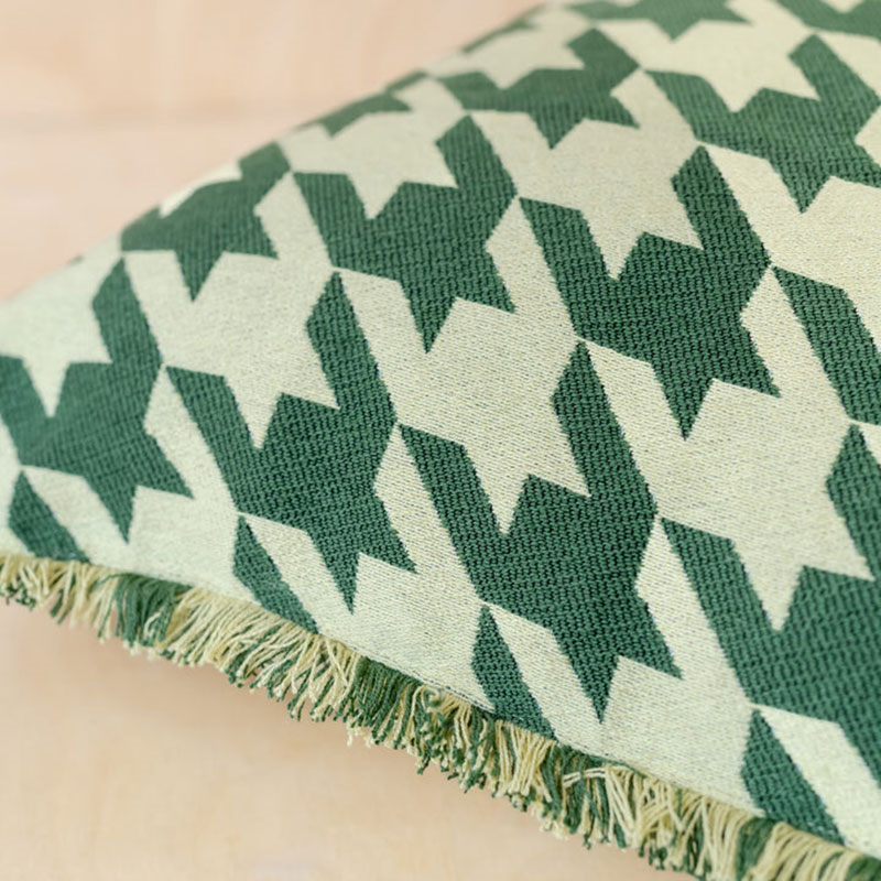 Houndstooth Cushion Cover, 50 x 50cm, Green-3