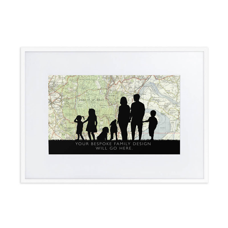 Personalised Map Print with Bespoke Silhouette, 30 x 21cm, White Frame-1