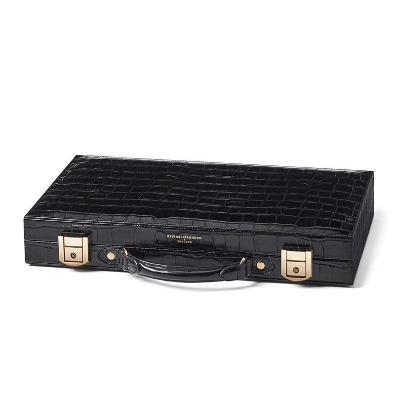 Backgammon Set, L38 x W23cm, Black Croc-1