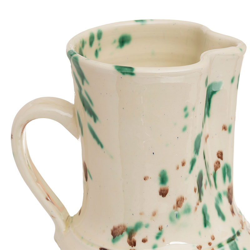 Manchada Tall Speckled Jug, H24cm, White & Green-2