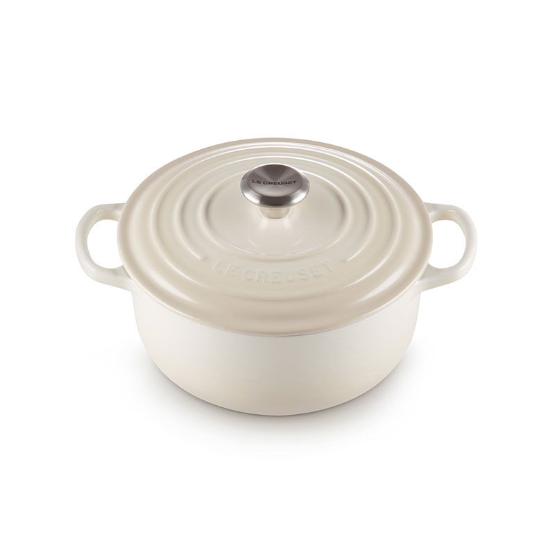 Signature Cast Iron Round Casserole, 22cm, Meringue-0