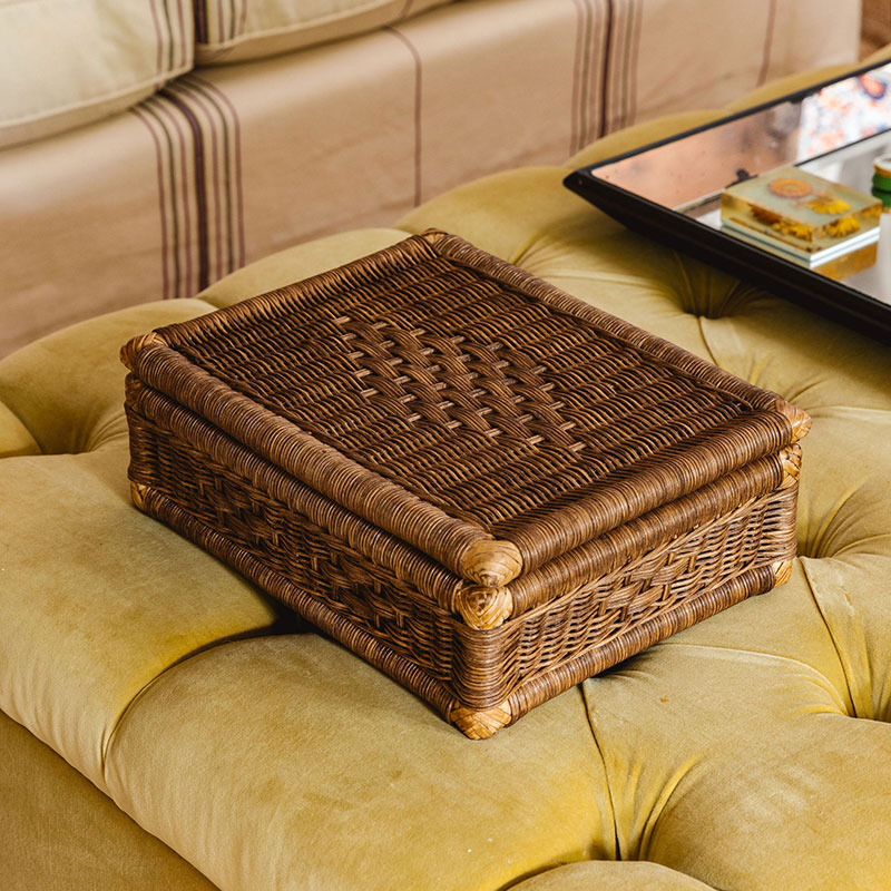 Sofie Rattan Storage Box, Teak-0