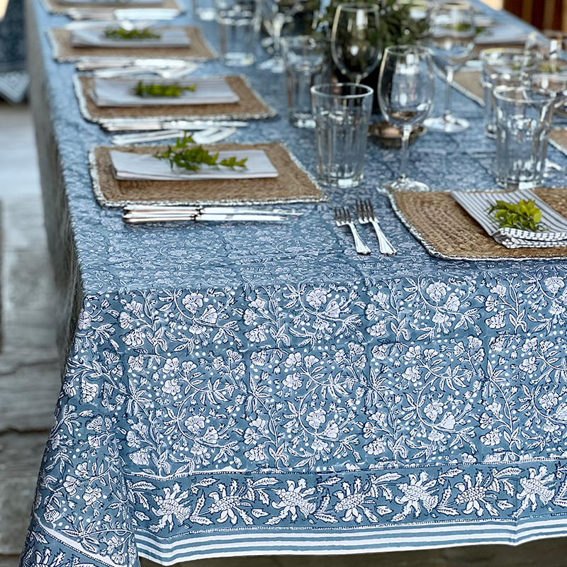 Florence Tablecloth, L180 x W360cm, French Blue-4