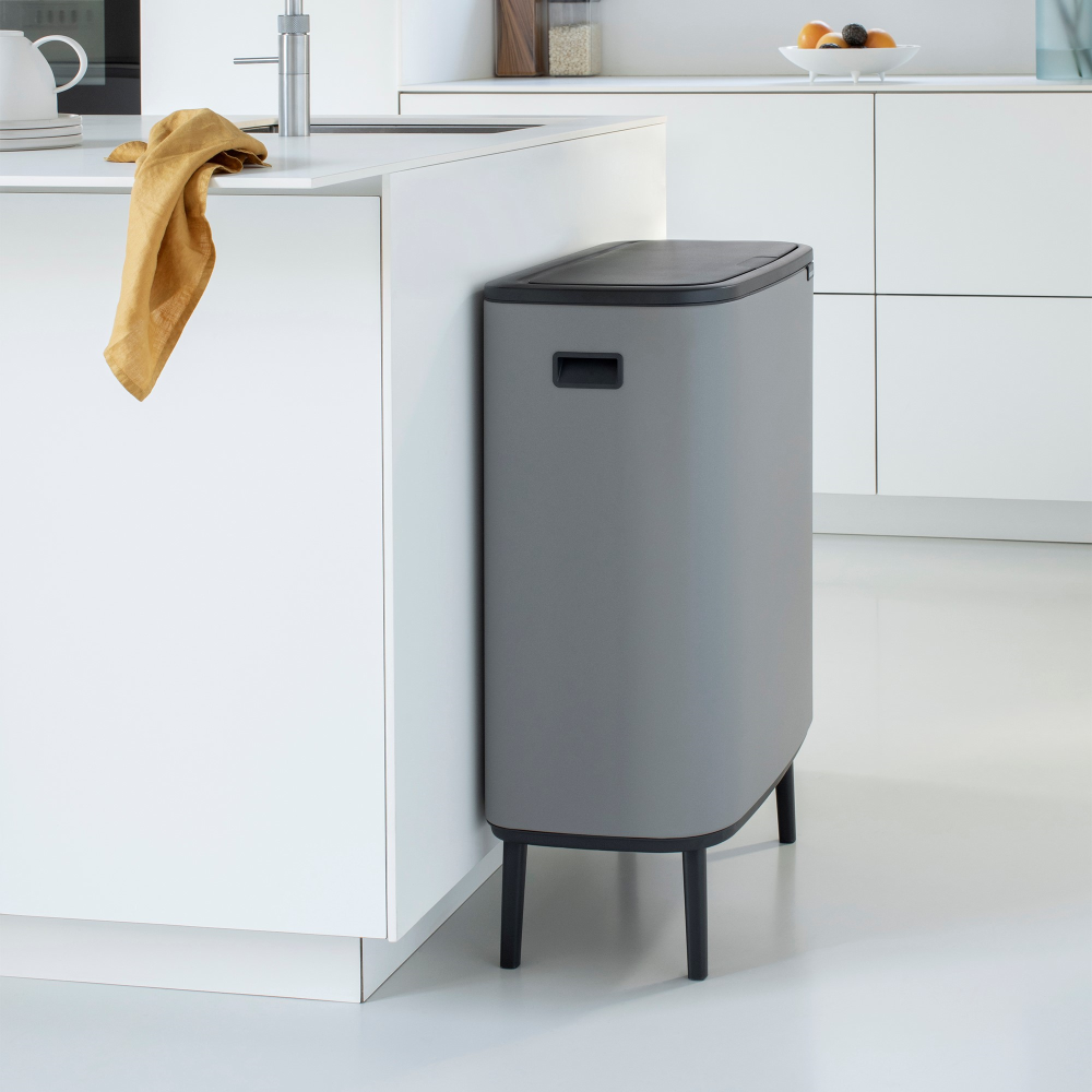 Bo Hi touch bin, 30 litre, Mineral Concrete Grey-0