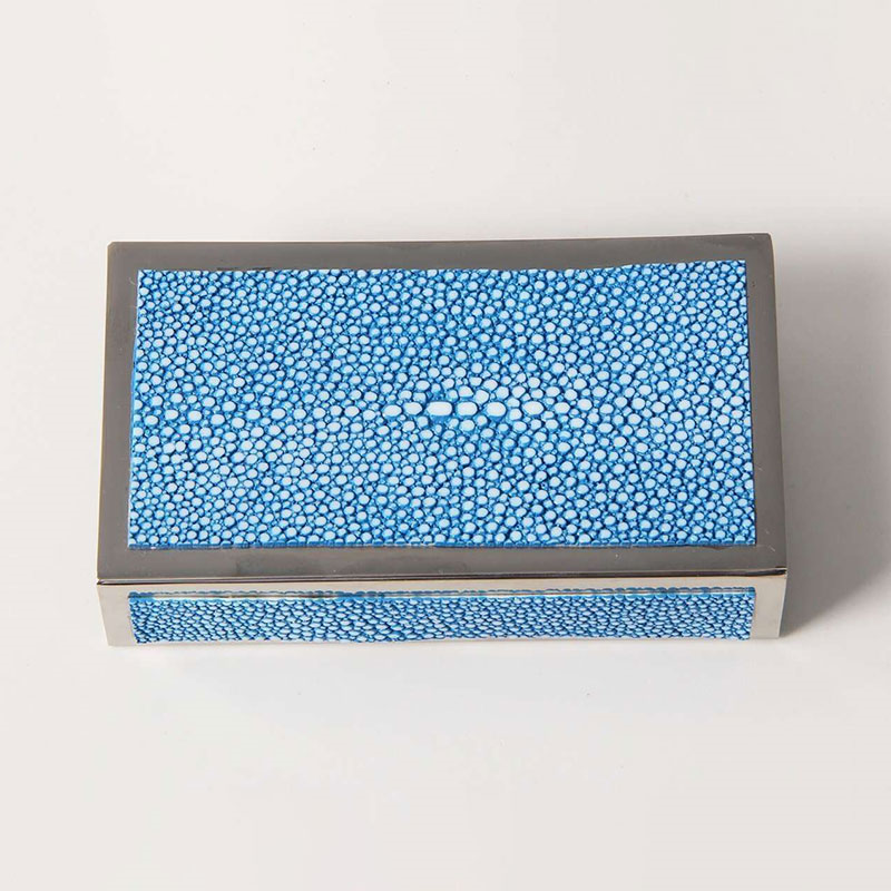 Large Match Box Holder, 13 x 7cm, Duke Blue Shagreen-3