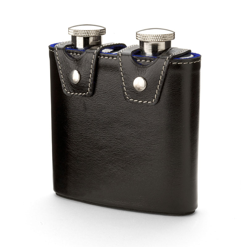 Double Hip Flask, H11.5 x W11.5cm, Black-0