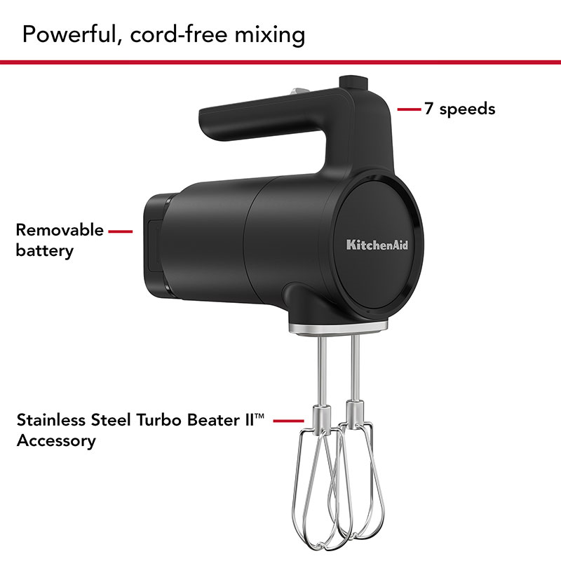 Cordless Hand Mixer Battery Included, Matt Black-4