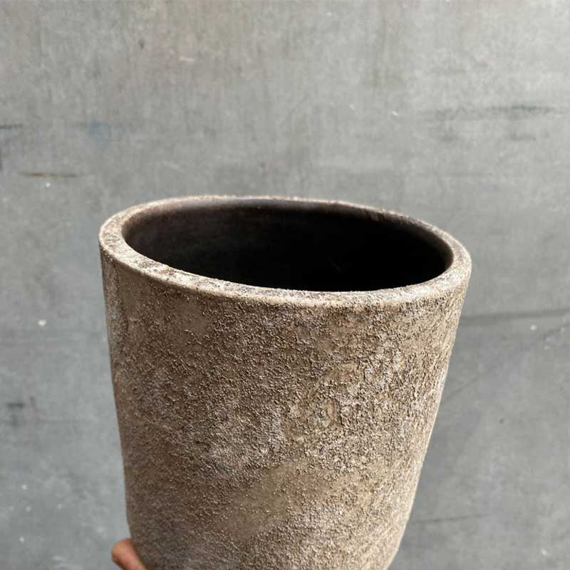 Kew Eclectic Orangery Handthrown Planter, D14cm, Aged Bark-1