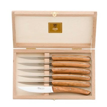 Claude Dozorme- Box of 6 Thiers Steak Knives, Deer-0