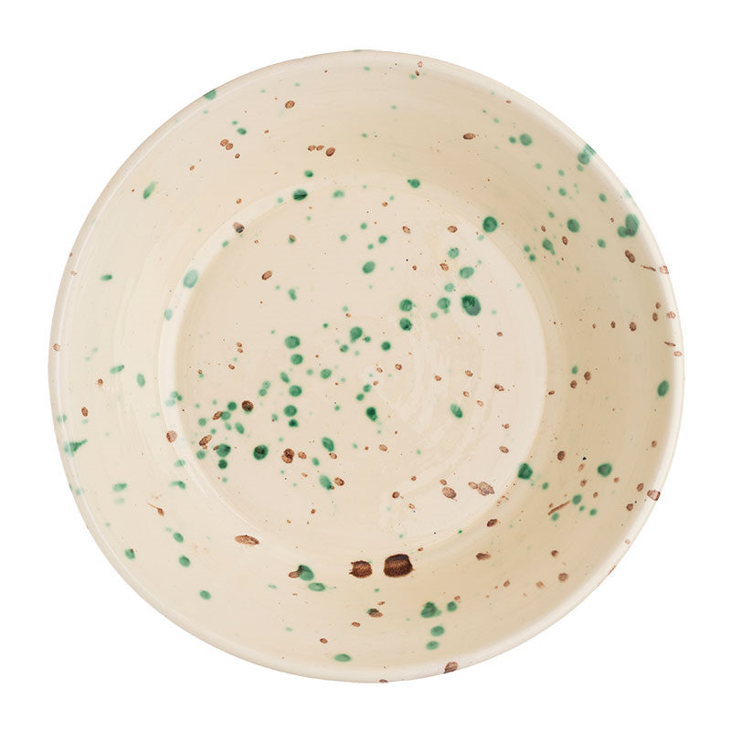 Manchada Speckled Serving Bowl, D30cm, White & Green-1