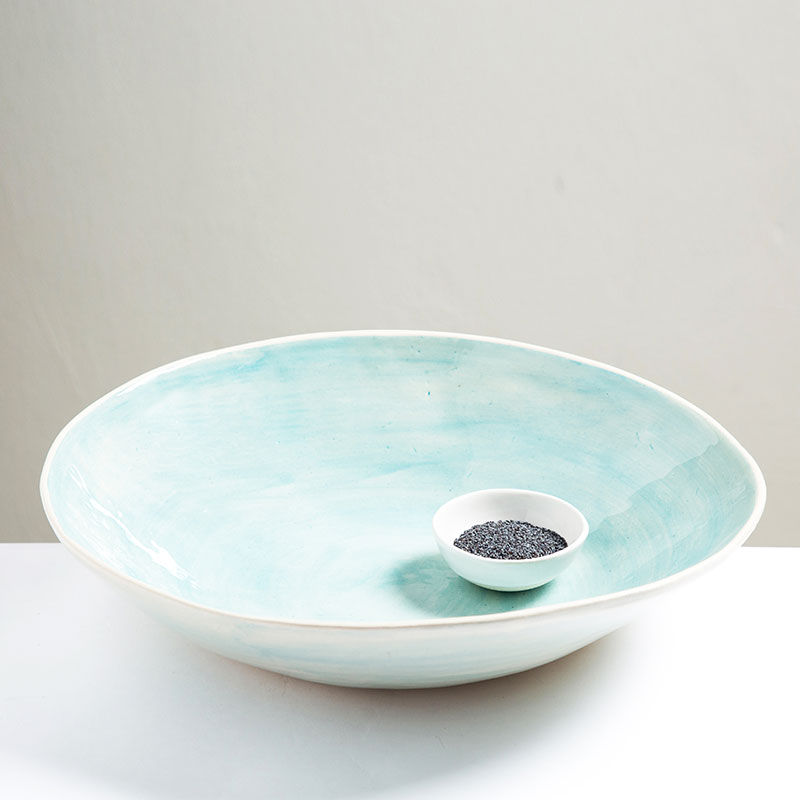 Large Salad Bowl Plain Wash, 31 x 6.5cm, Turquoise-0