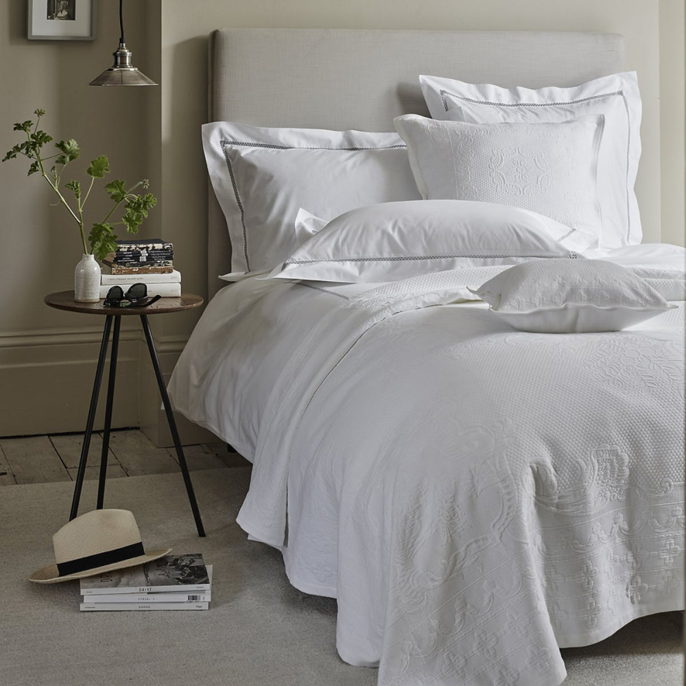 Vintage Etienne - Cotton Double bedspread, 240 x 250cm, White-0