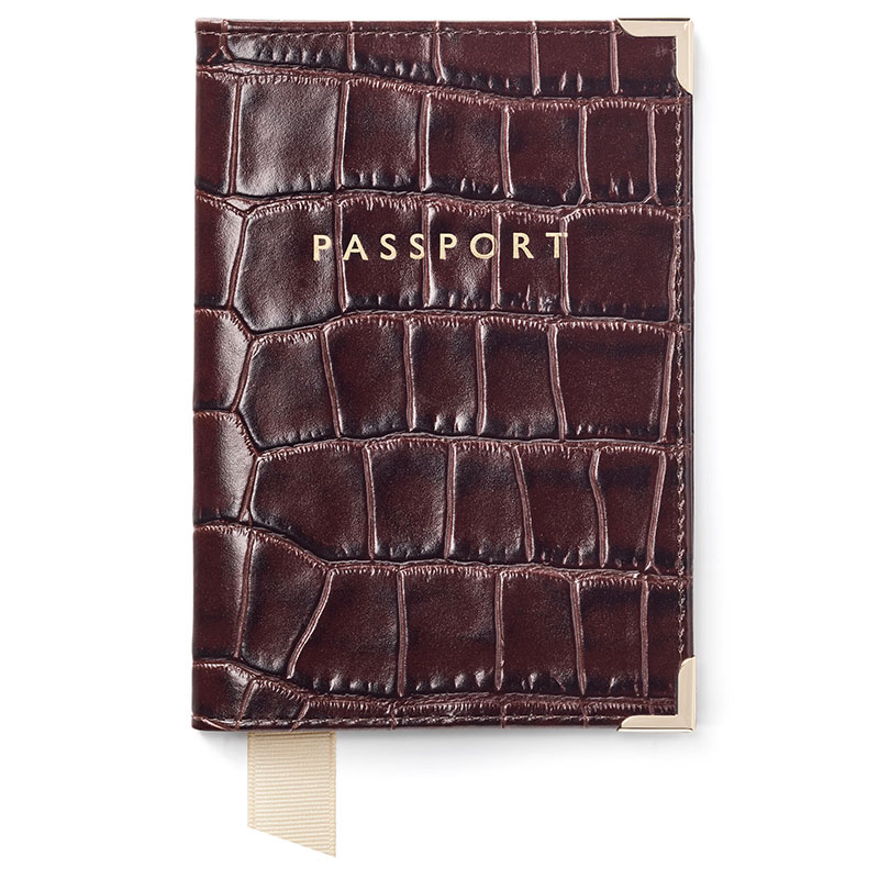 PlainPassport Cover, L14 x W9.5cm, Amazon Brown Croc-0