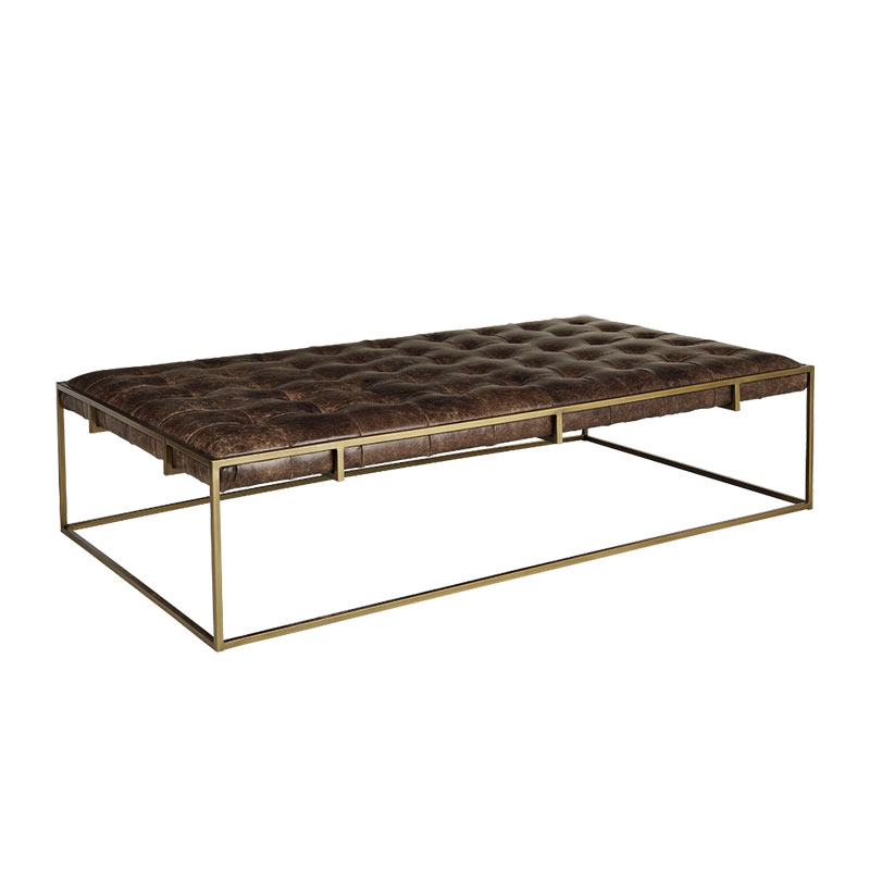 Wallace Coffee Table, H41 x W160cm, Aged Hazelnut Leather-3