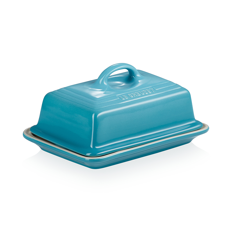 Stoneware Butter dish, 17 x 13 x 9cm, Teal-1