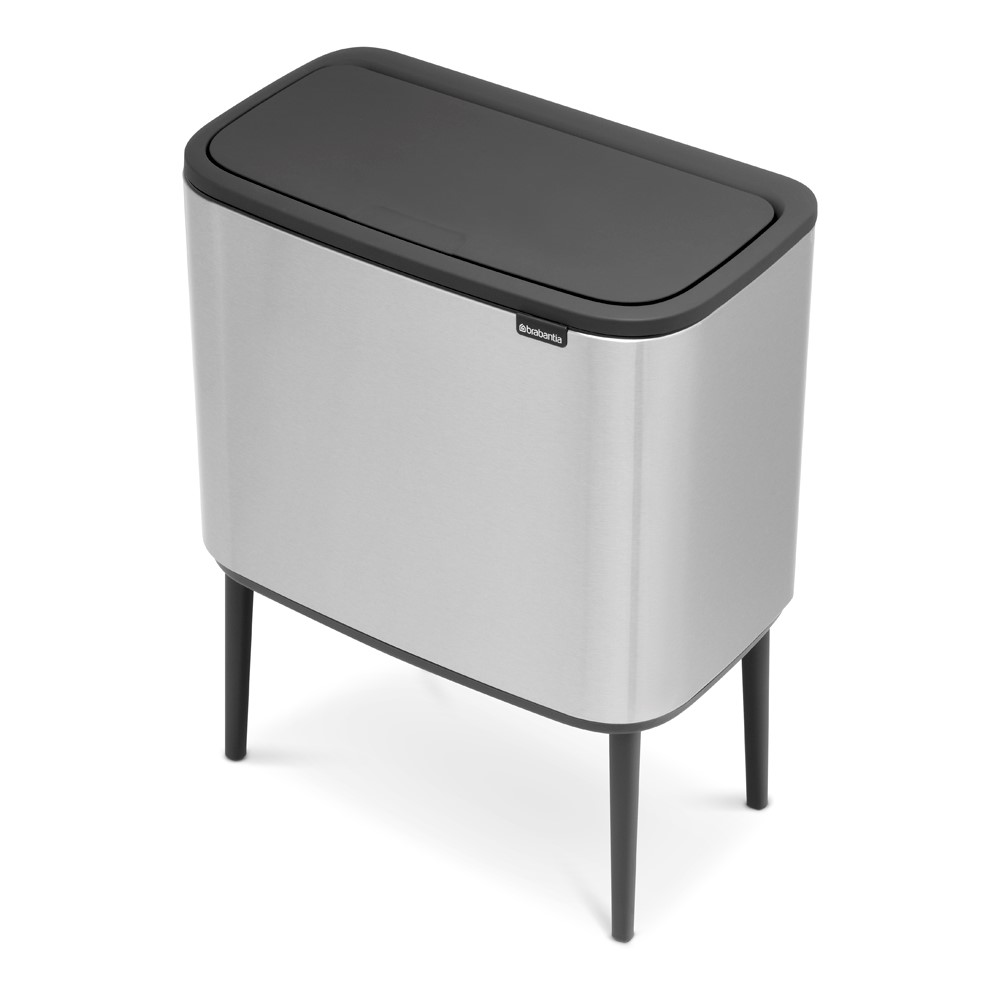 Bo Recycling Bin with 2 Inner Buckets, 34L Matt Steel Fingerprint Proof-1