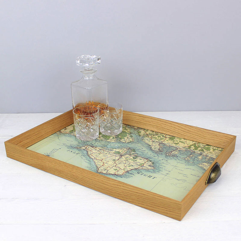 Personalised Drinks Tray with Map Voucher, 55 x 38cm, Oak-0