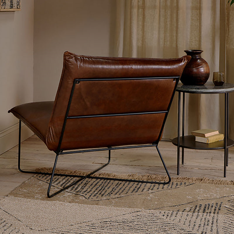 Kavshi Oversized Leather Lounger, Chocolate Brown-4