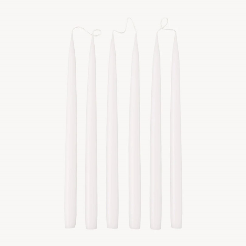 Set of 6 Tapered Dinner Candles, H35cm, White-0