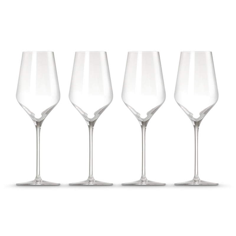 Set of 4 White Wine Glasses, 400ml, Clear-1