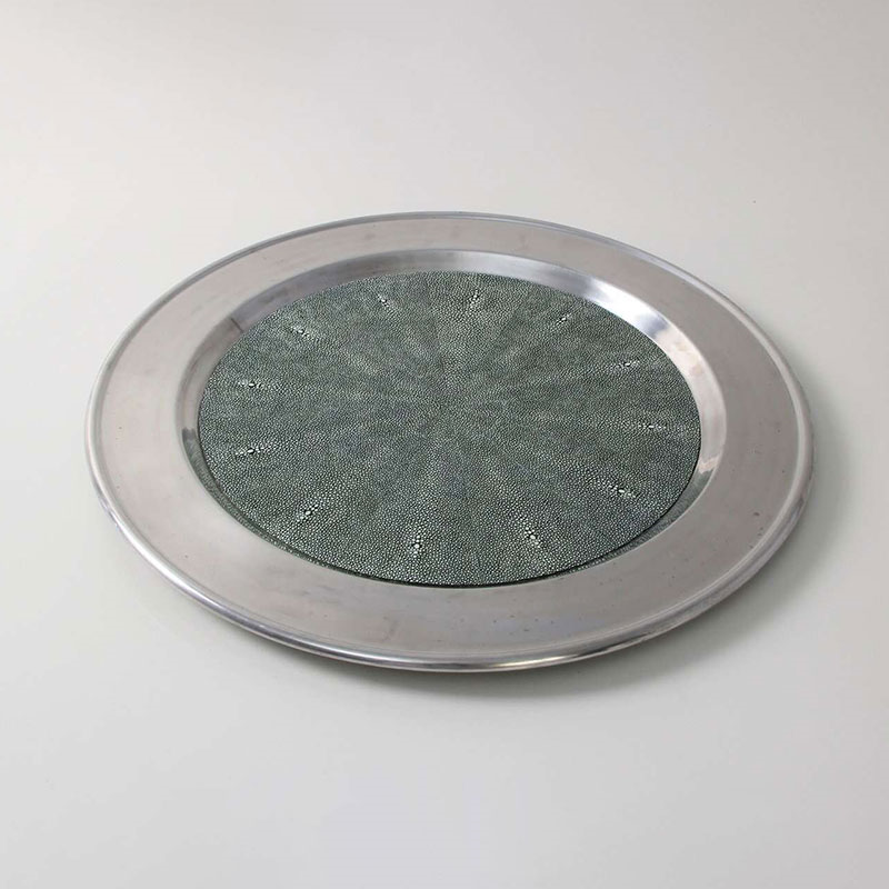 Duchess Serving Tray, D53cm, Green Shagreen-0