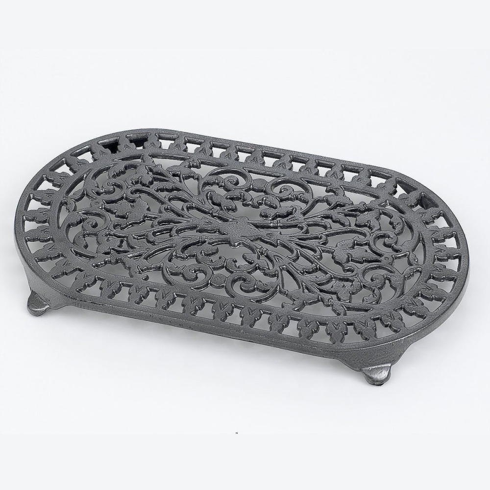 Oval Trivet, Cast Iron, Graphite Grey, Large-0