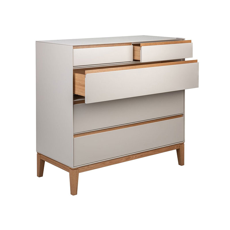 Lars Five Drawer Dresser, H94 x W100cm, Cashmere and Oak-2