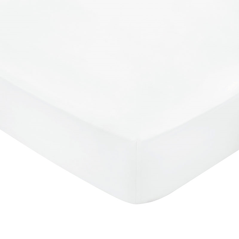 Bob Plain Dye Fitted Sheet, King, White-0