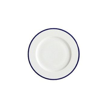 Side Plate, Canteen, White/Blue Rim, Set of 6-0