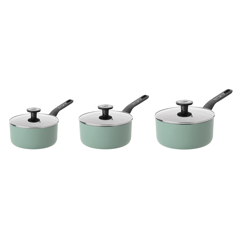 Leo 3 Piece Saucepan Set, Sage-1