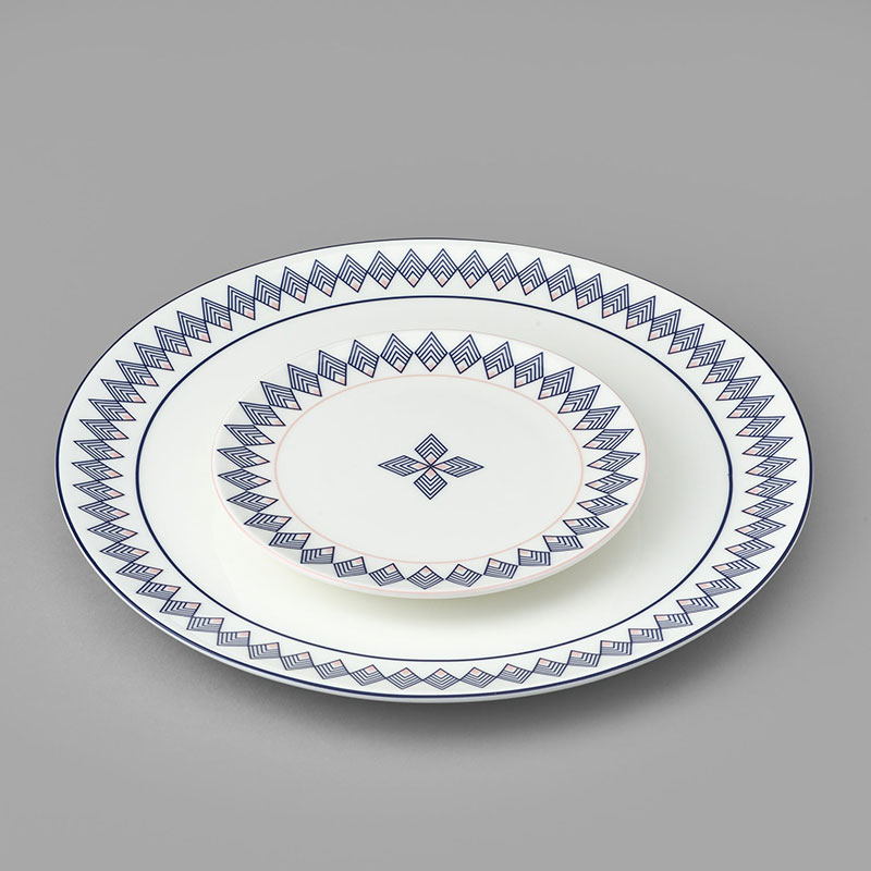 Gatsby Dinner Plate, D28cm, Blue & Blush Pink-2