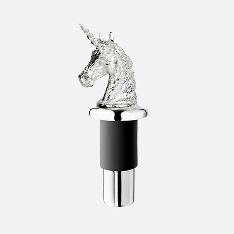 Unicorn Silver Plated Bottle Stopper, 10 x 3.5cm, Silver-0