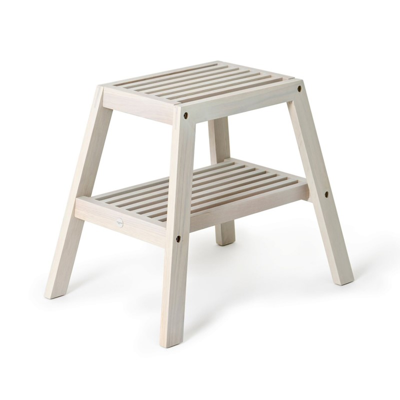 Slatted stool, H42 x W50.5 x D35.4cm, Oyster White-2