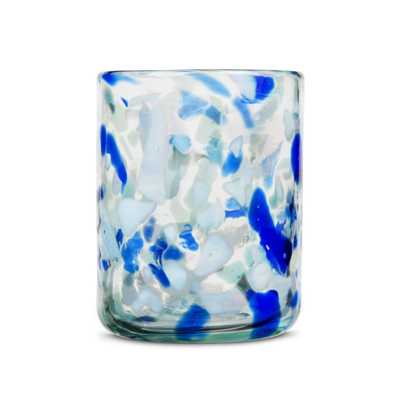 Hielo Set of 4 Hand Made Glass Tumblers, H11cm, Blue-2