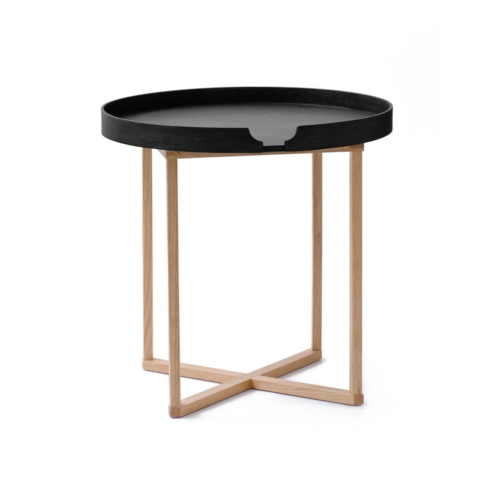 Damien Round table, H45 x W45 x D45cm, Black/Oak-0