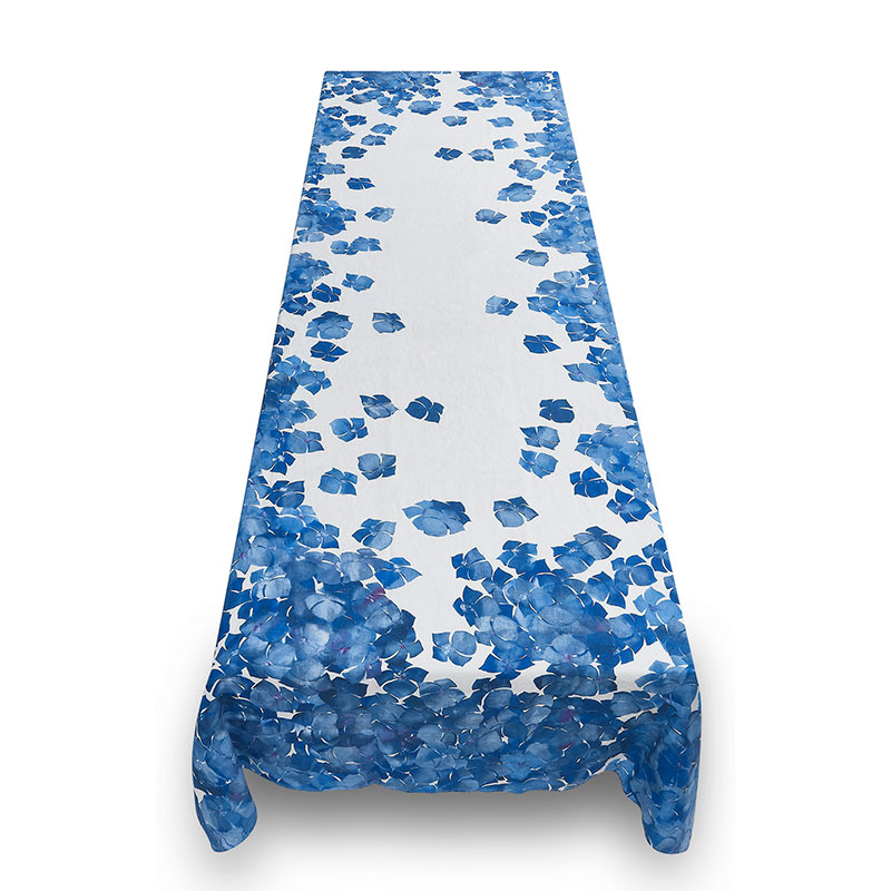 Hydrangea Linen Tablecloth, 300cm x 165cm, Blue-2