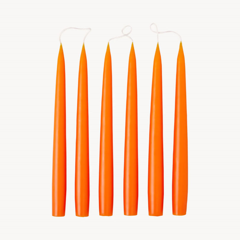 Set of 6 Tapered Dinner Candles, H25cm, Pumpkin Orange-0