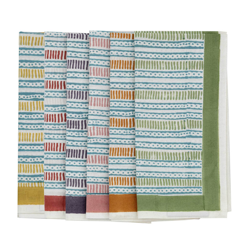 Lines & Dots Set of 6 Napkins, 50 x 50cm, Mutli-0