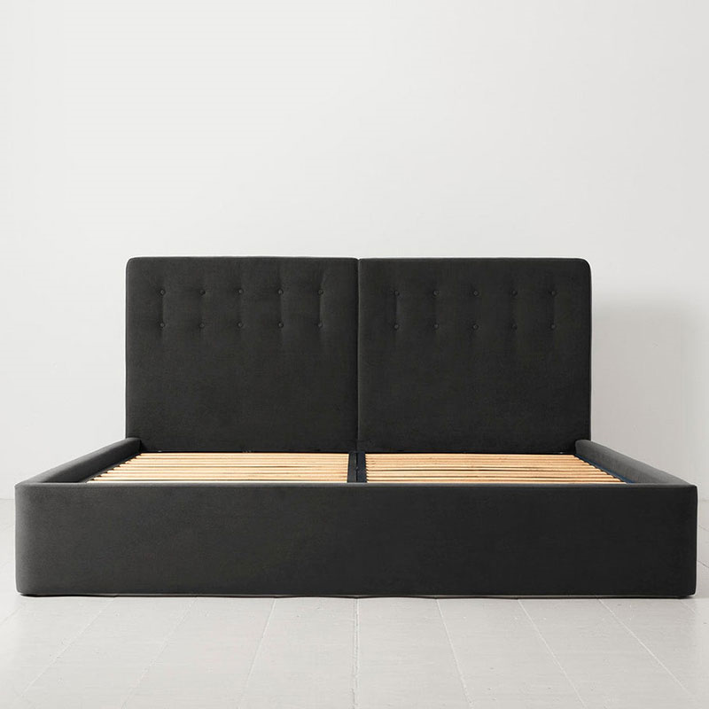 Bed 01 Velvet Super King Size Frame, Charcoal-3