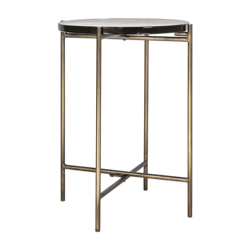 Aluva Glass Side Table, Antique Brass-2