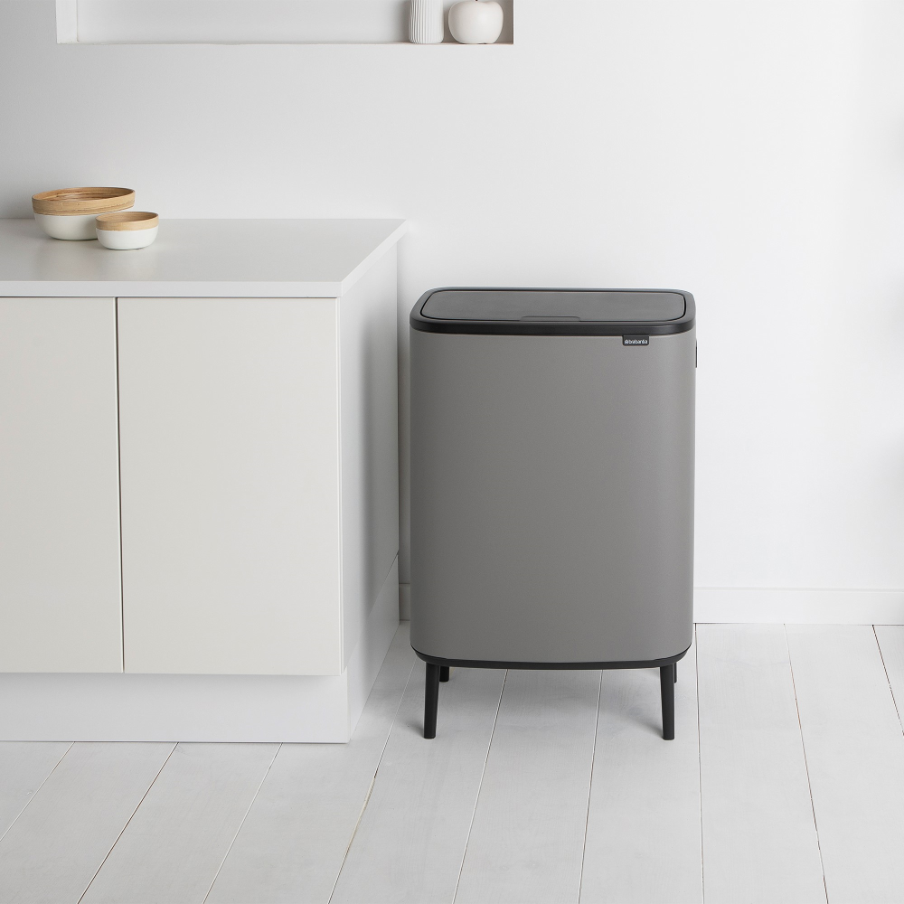 Bo Hi touch bin, 30 litre, Mineral Concrete Grey-12